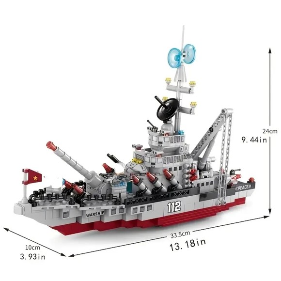 NIB 651pcs 25 Changes Military Warships Series Army Building Blocks Ship Models - Picture 6 of 7